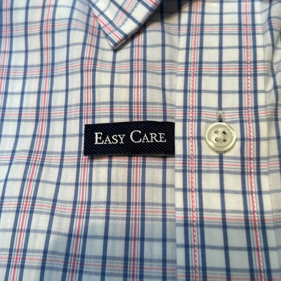 CROFT & BARROW MENs LONG SLEEVE DESS SHIRT Blue Pink on white backing - Picture 4 of 5